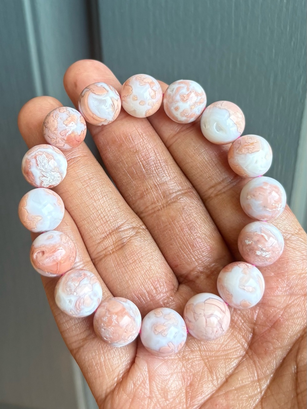 Cotton Candy Agate Crystal Bracelet 13mm